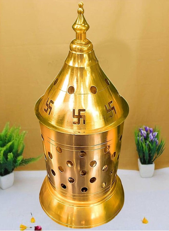 Solino Brass Akhand Jyoti Diya with Brass Cylindrical Shaped Cover Divi Oil Lamp for Temple Spiritual Deepak.Size (Small 6.5 L x 12 H) - Image 3